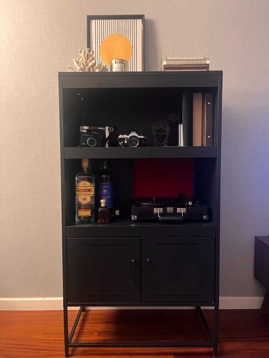 NOVO - Aparador / Highboard em aço – preto – novo e selado (vidaXL)
