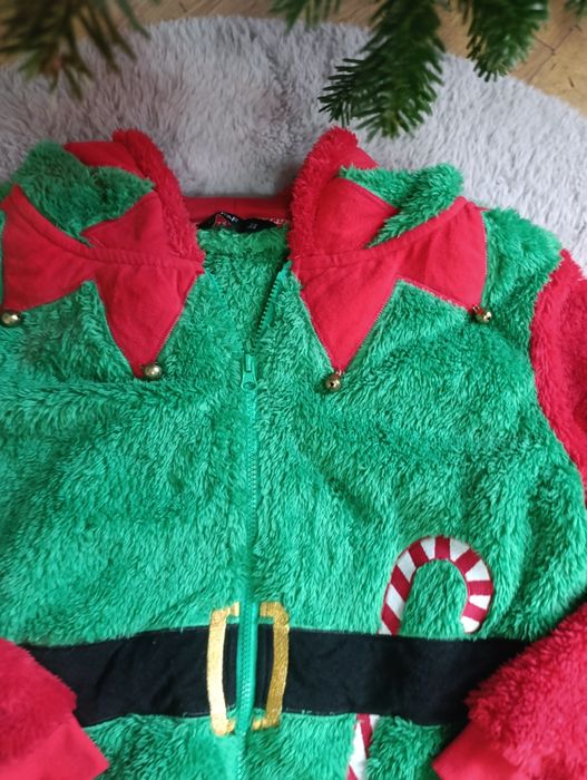 Bluza z kapturem ciepła futerko dzwonki świąteczna unisex 42 44