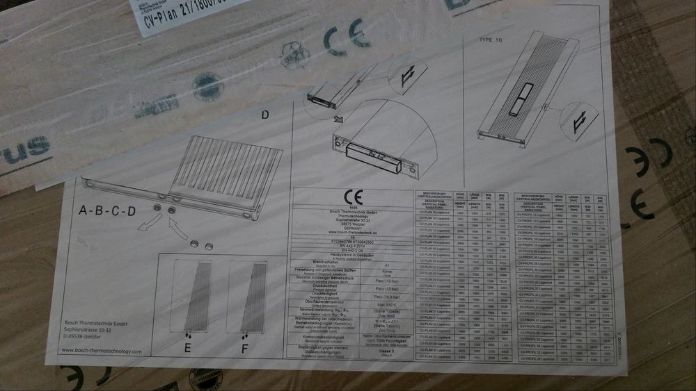 Grzejnik kompaktowy Buderus, pionowy, CV-Plan typ 22, 1800x600 mm (wys