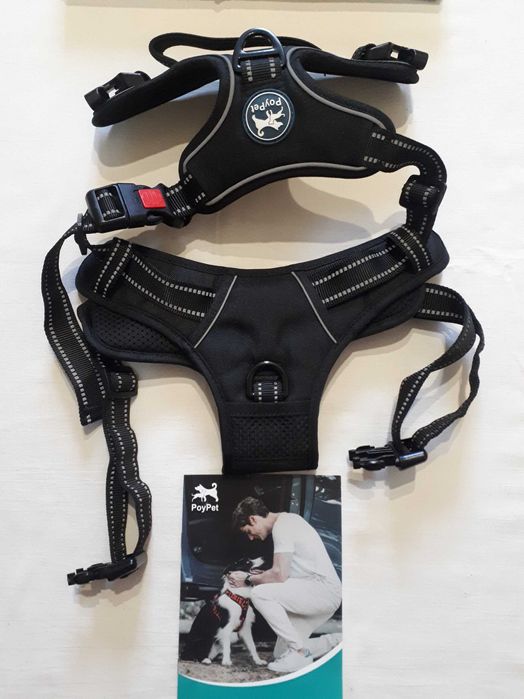 Шлейка для собак без тяги PoyPet, світловідбивна з переднім повідцем