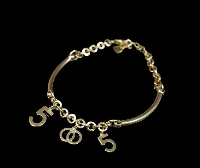 Złoto 585-złota bransoletka z zawieszkami