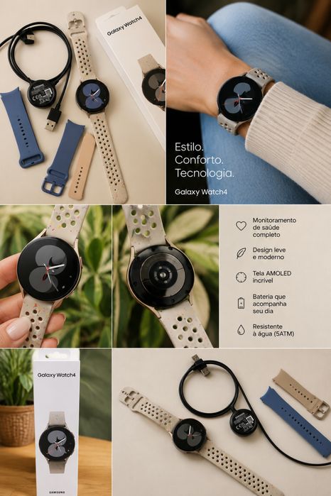 Samsung Galaxy Watch4 + Pulseiras Extra + Carregador