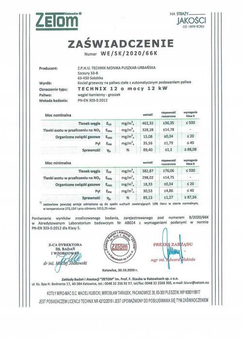 Piec na pellet drewno ekogroszek kocioł kotły 12 kW Miro-Mac 5 klasa