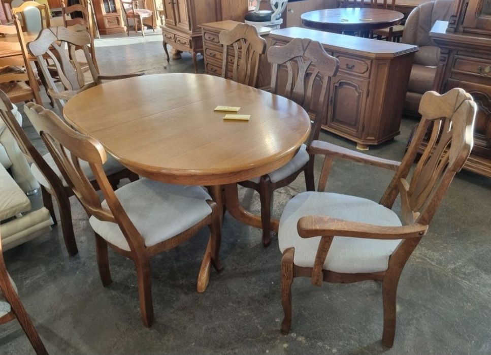 stół drewniany duży rozkładany +6 krzeseł