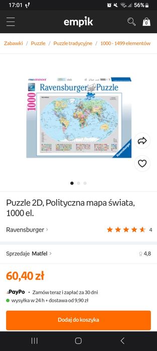 Puzzle mapa świata, żaba