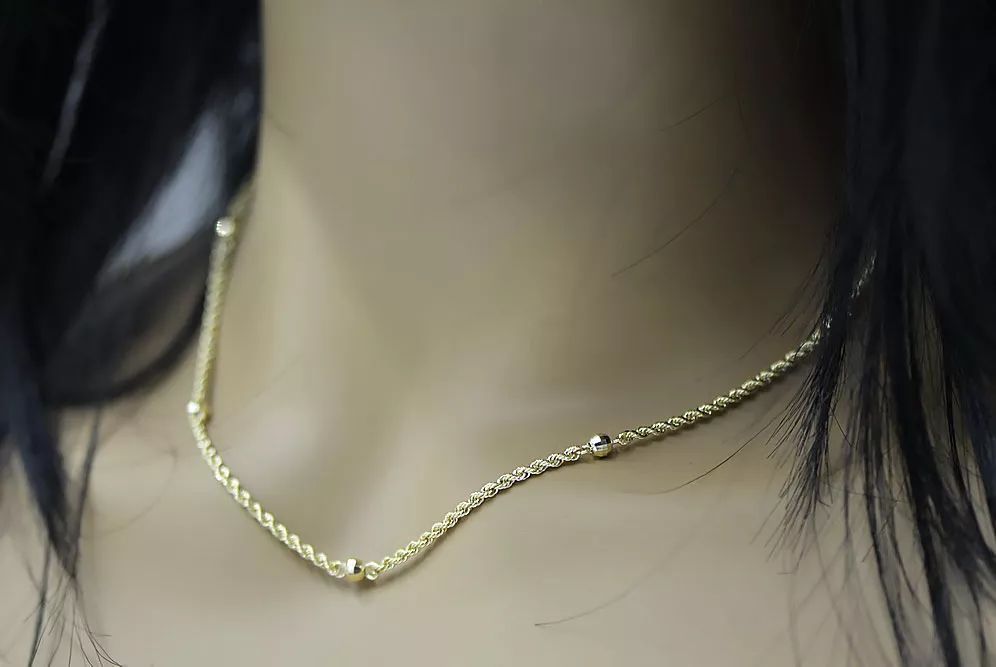 Złoty łańcuszek celebrytka 14k 585 żółte złoto Serca 50cm ccc011y W