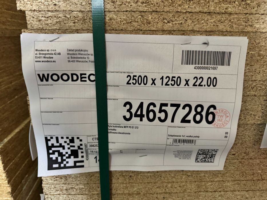 PŁYTA MFP P5 1250/2500mm - 22mm - LEPSZA OD OSB -