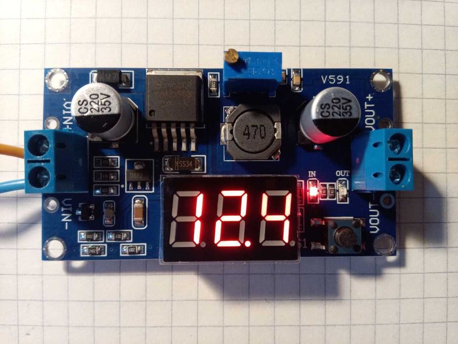 LM2596S понижающий DC-DC преобразователь с вольтметром