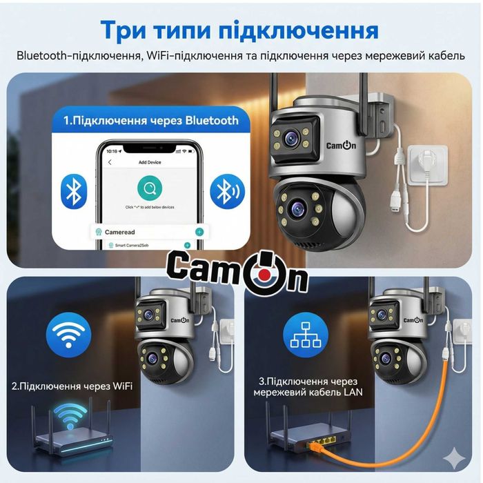 Вулична камера відеоспостереження CamON 8МП WiFi / ICSEE Вайфай