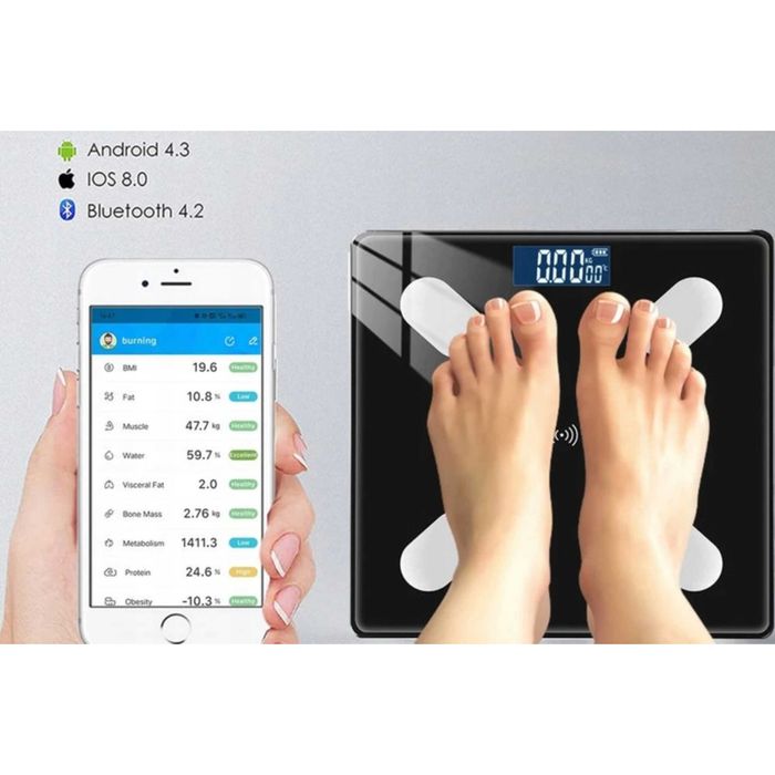 Waga łazienkowa analityczna Bluetooth 180 KG SMART 25w1 + Baterie