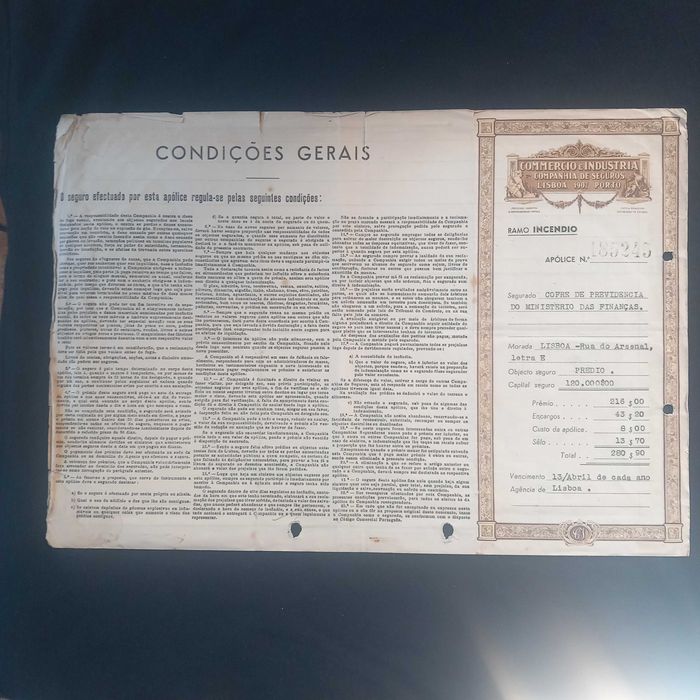 Apólice de seguro antiga