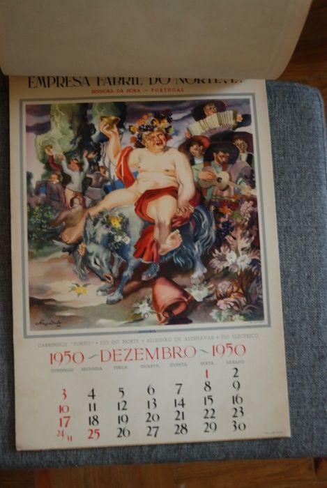 Ilustração "No Lagar" - Calendário de 1950 - EFANOR