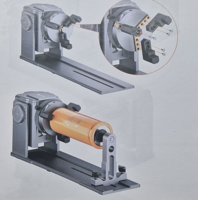 Mandril rotativo para gravadora a laser
