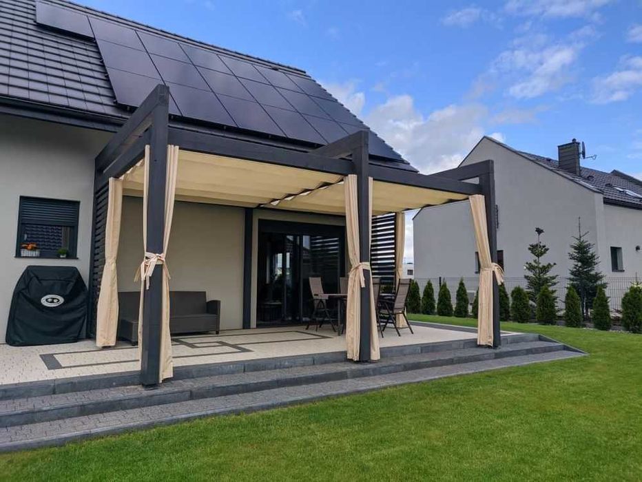 Dach rzymski materiałowy roleta zewnętrzna tarasowa do pergoli