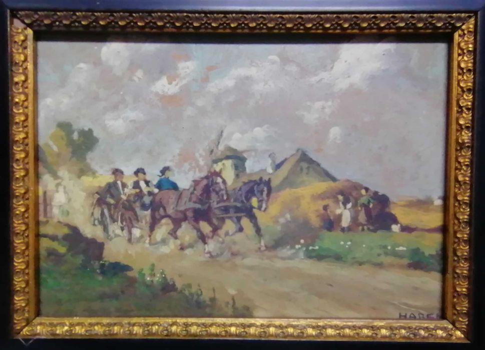 Scena wiejska, miniatura, Joseph Harencz pocz. XX w.