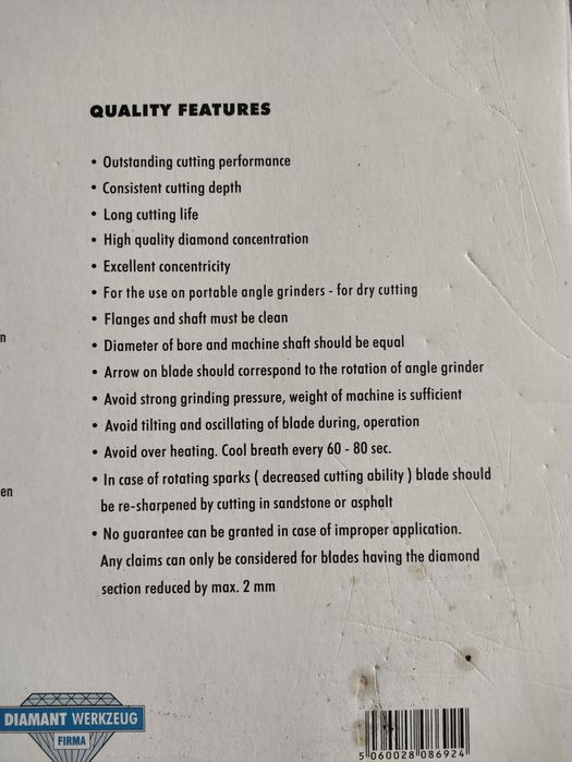 Високошвидкісний відрізний алмазний диск Diamond Tool Company 350мм