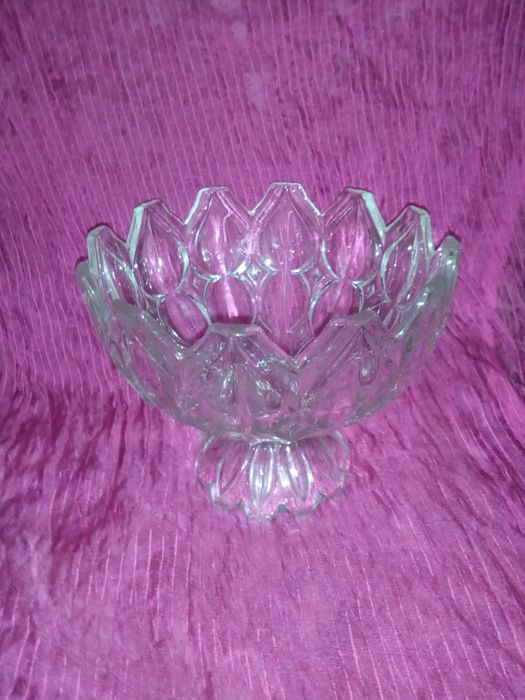 Ваза на ножке хрустальная Богемия в