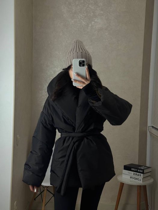 Тепла жіноча зимова куртка, Подовжений обʼємний пуховик, Купити куртку