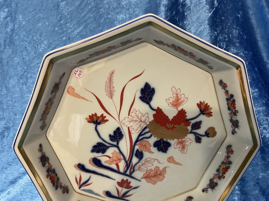Vista alegre grande prato oitavado porcelana pintura manu,