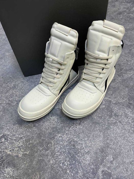 Rick Owens GEOBASKET кеды 43 44 білі  кроссовки белые jumbo lace laces