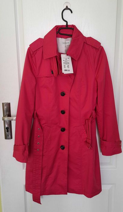 Nowy trencz płaszcz fuksja klasyczny Tatuum Megana 100% bawełna 34 XS