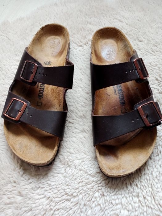 Męskie brązowe klapki birkenstock skóra naturalna 46