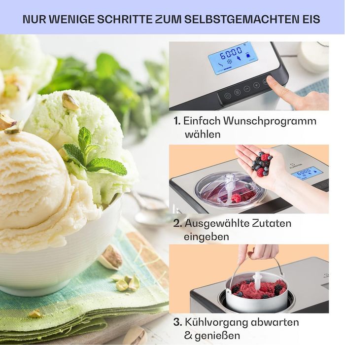 Компрессорная мороженица йогуртница сорбет Германия Klarstein Dolce Bacio Smart