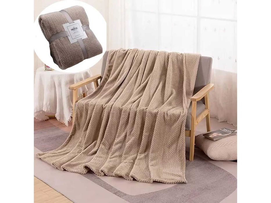 Плюшеве покривало-плед з густим ворсом 180x200 см Blanket однотонне