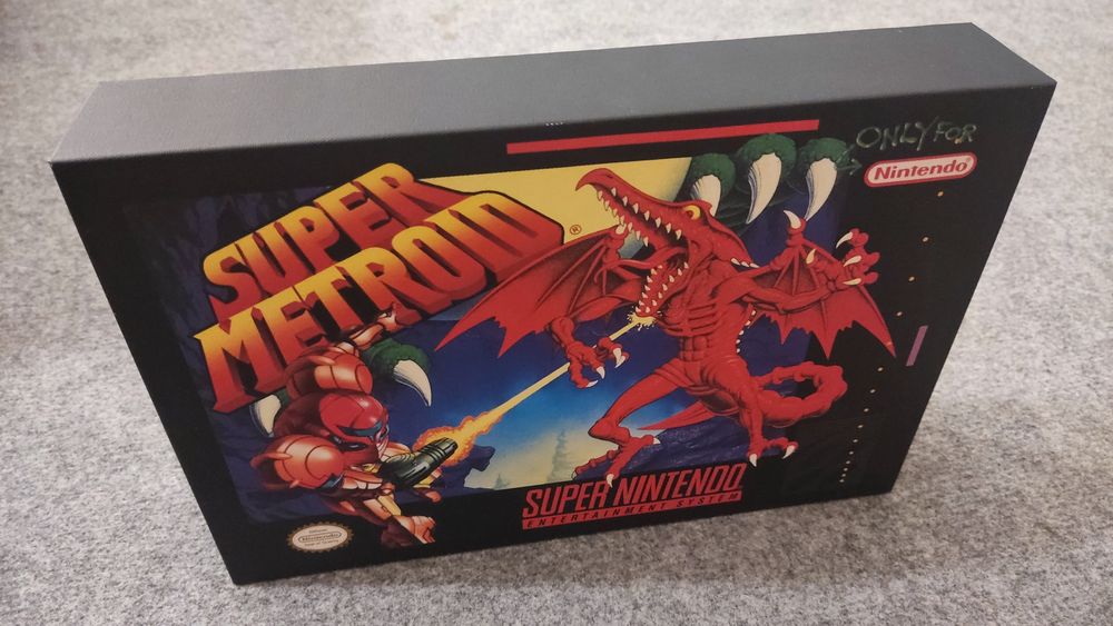 Super Metroid podświetlany obraz retro big box Nintendo