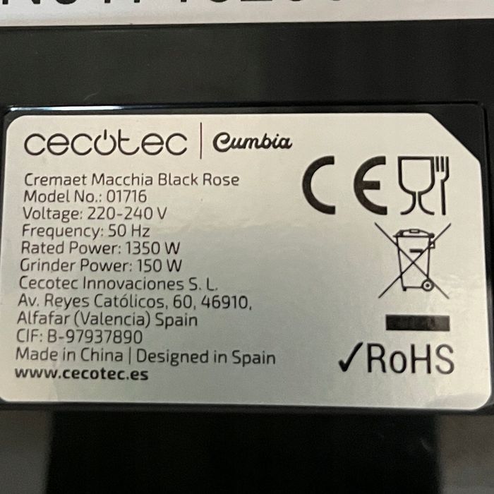 Obudowa ekspresu Cecotec Cremmaet Macchia Black Rose 1350 W czarny