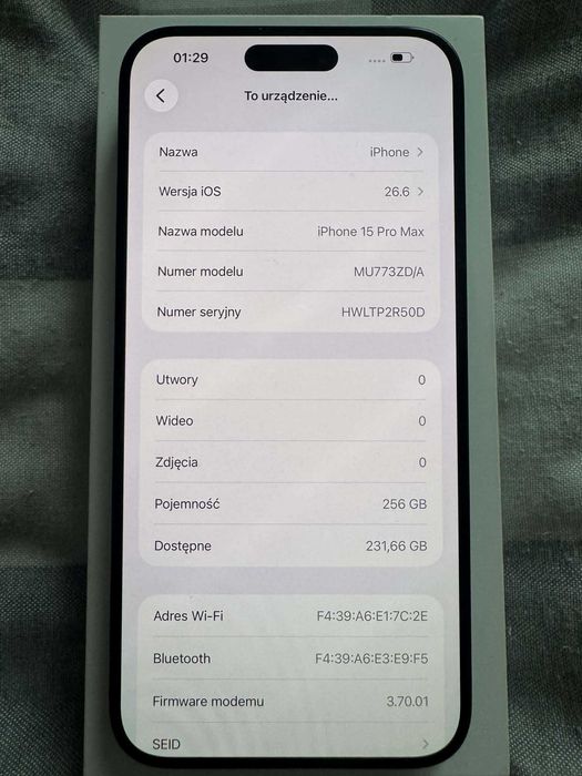 Iphone 15 Pro Max 256GB