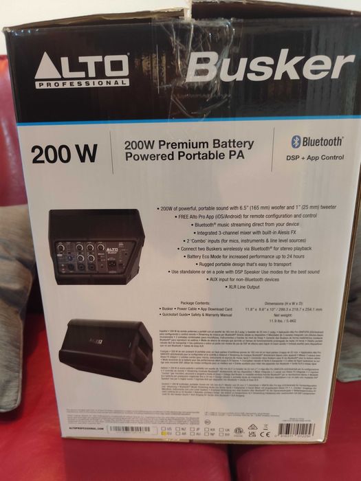 Coluna de som Amplificada a Bateria com equalizador de efeitos  Alto Busker