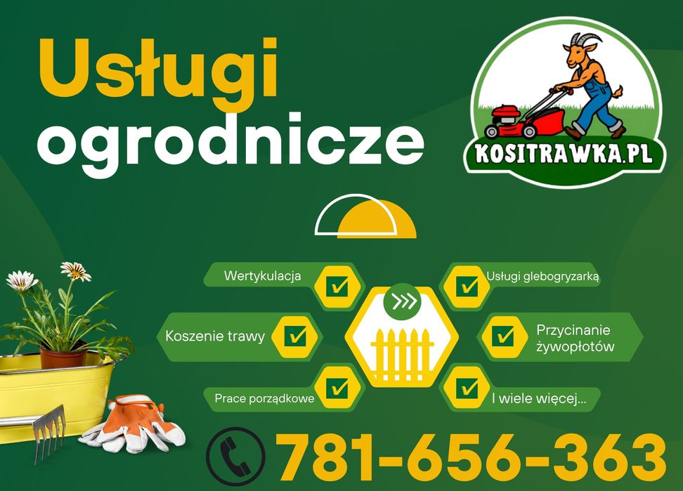 Usługi ogrodnicze, koszenie trawy