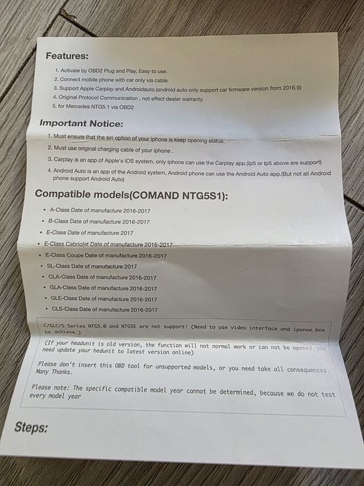 Kostka android auto Mercedes