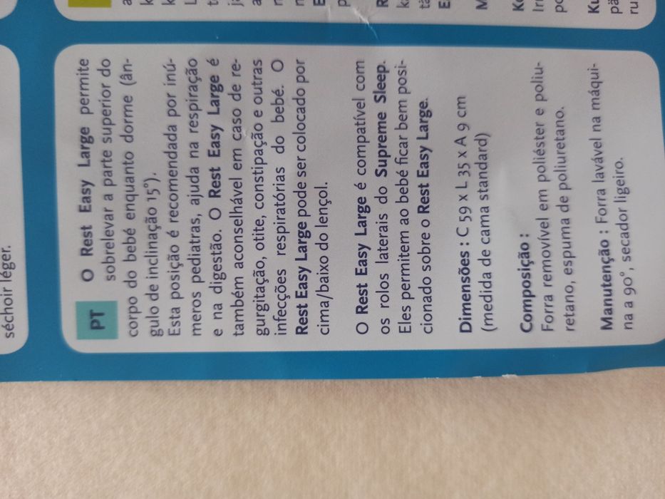 Almofada para Bebé com inclinação com ângulo 15°