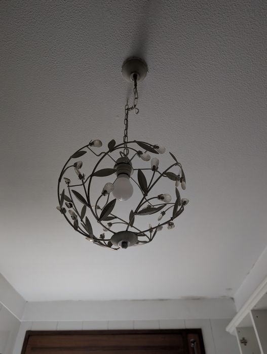 Vintage Ceiling Lamp with Leaf and Crystal Details