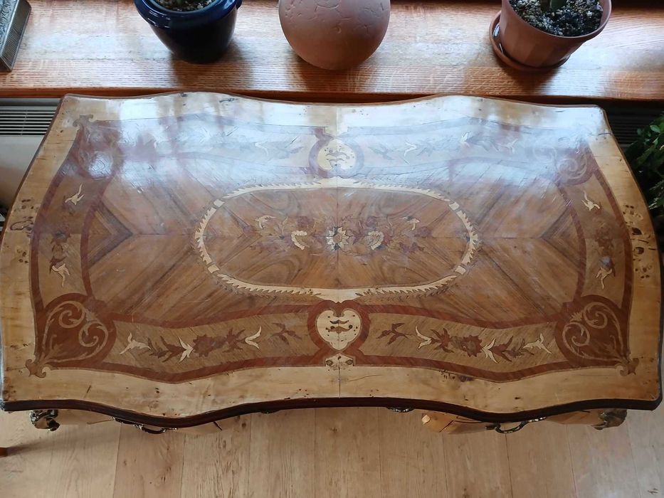 Biurko pałacowe DREWNIANE intarsja przywiezione zFrancji ODBIÓR BĘDZIN