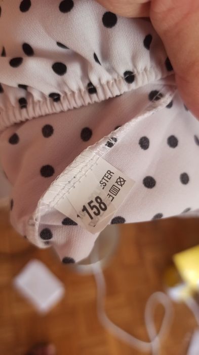 Bluzka nowa 158 biała w czarne kropki