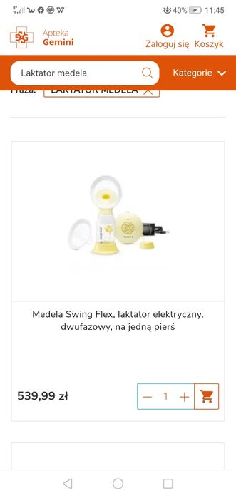 Laktator elektryczny medela swing