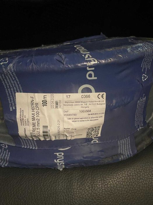 Przewód gumowy H07RN-F 3G2,5 mm² – 100 m (Prysmian) – nowy