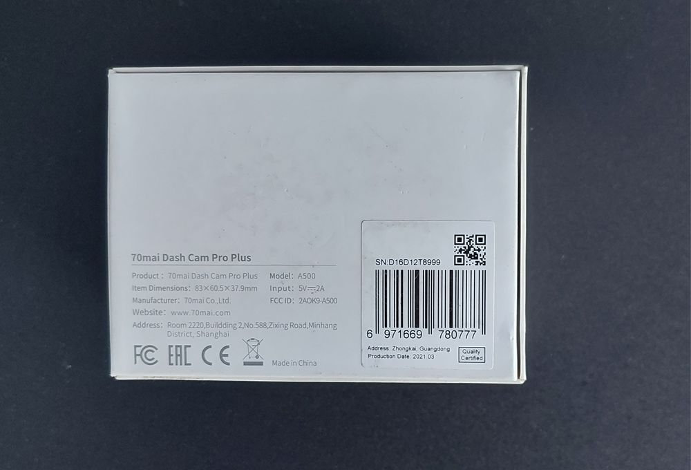 Відеореєстратор 70 Mai Dash Cam Pro Plus A500