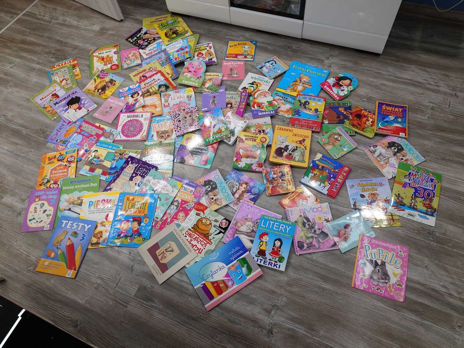 Zabawki, książki, kolorowanki, wycinanki itp.