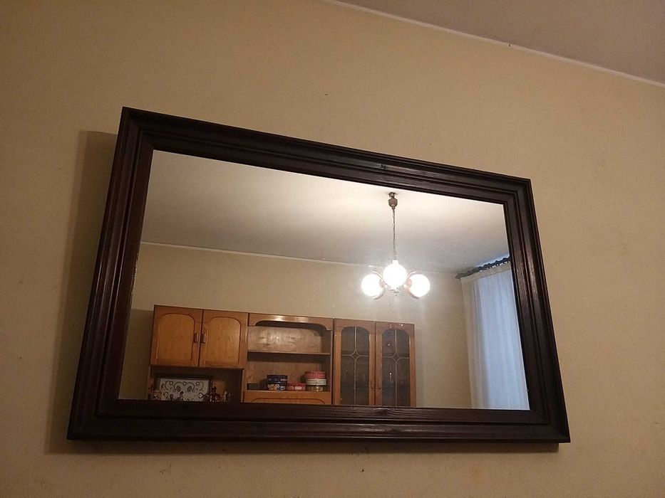 Espelho de madeira maciça castanho escuro