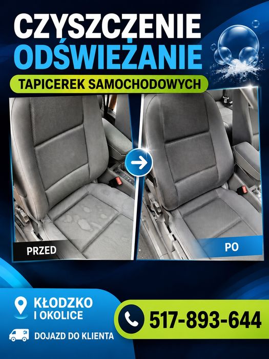 Pranie, odświeżanie tapicerek meblowych i samochodowych Kłodzko i okolice