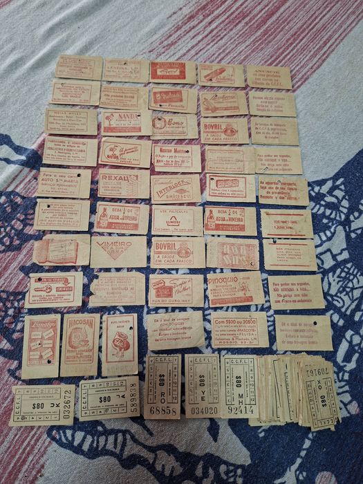 Bilhetes Carris anos 50-60 com publicidade + 100 raros