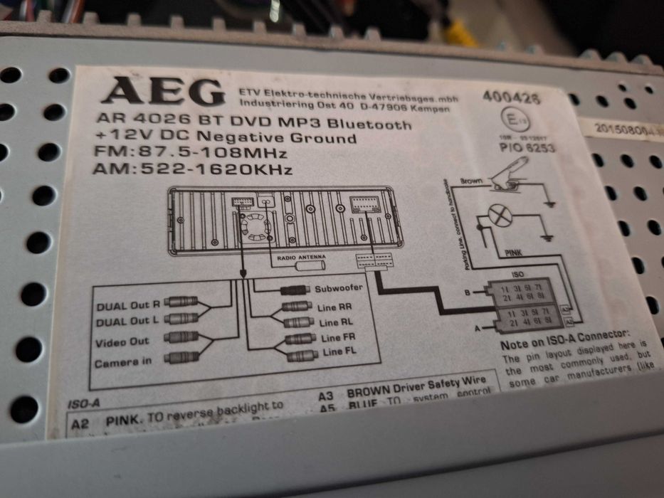 Autorradio AEG MIt USB/17,5 CM/” -LCD-Monitor