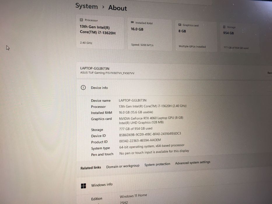 Ноутбук Asus TUF Gaming RTX4060