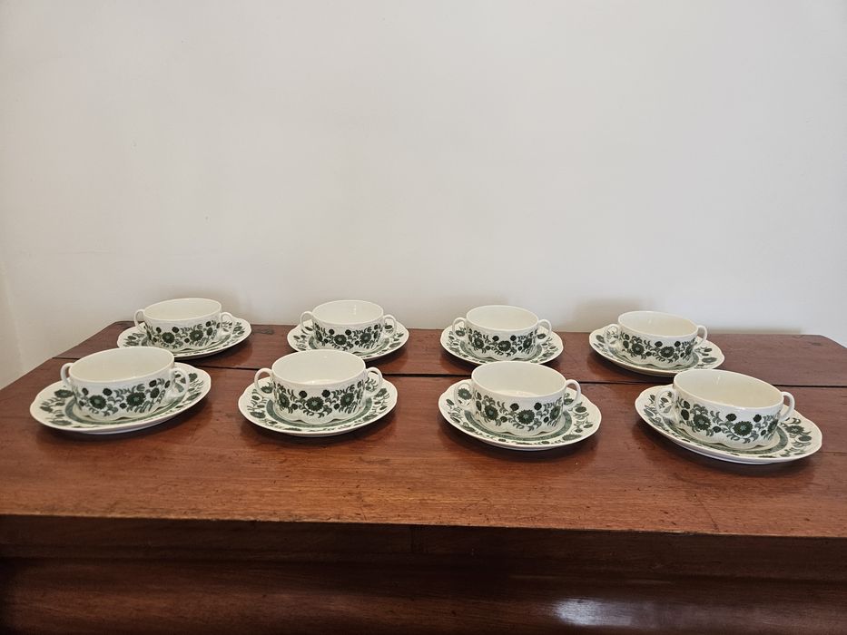 Rosenthal Monbijou Giscard Green- 8szt bulionówek ze spodkami