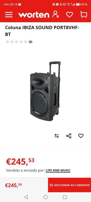 Coluna Bluetooth Ibiza Sound Port8VHF