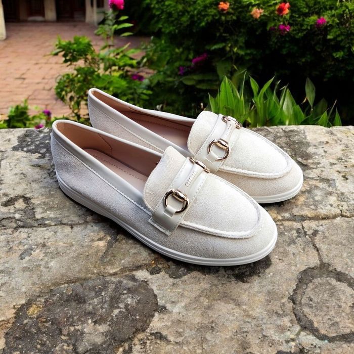 Ostatnie Pary! Wyprzedaż! Mega Wygodne Beżowe Mokasyny Miuu